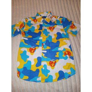 Timberland Colorful Camouflage Button Down Short Sleeves Shirt Boys Size Small 8